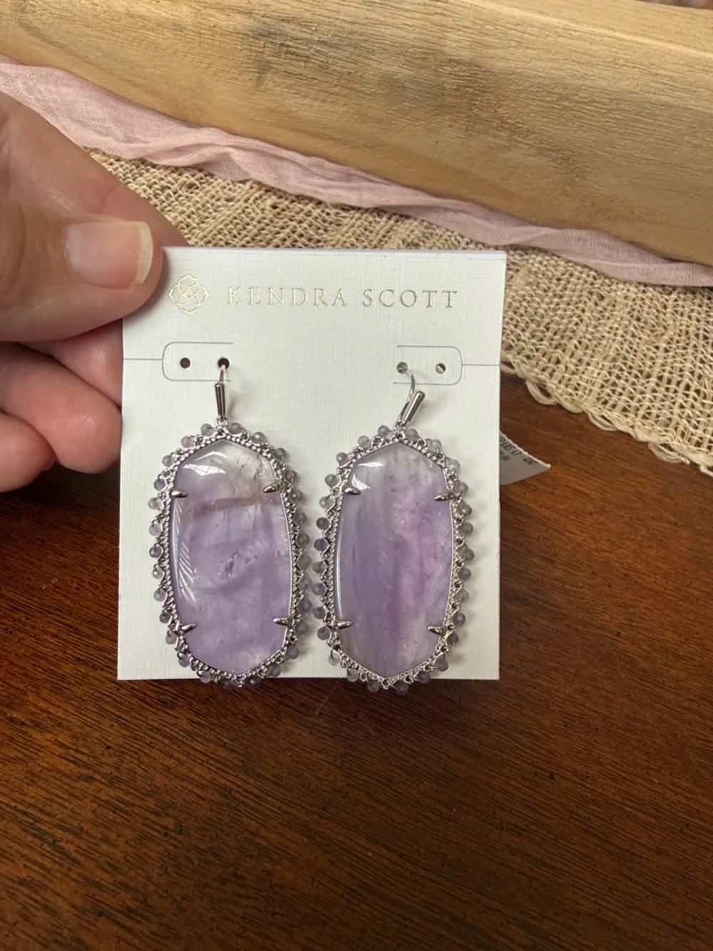 Kendra Scott Beaded Danielle Statement Earrings Amethyst Silver